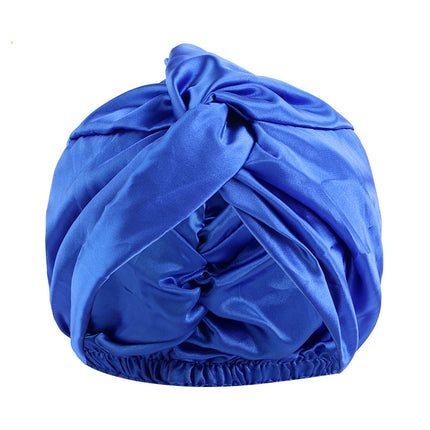 Europe And The United States Popular Imitation Silk Double Layer Nightcap Cross Twist Cap
