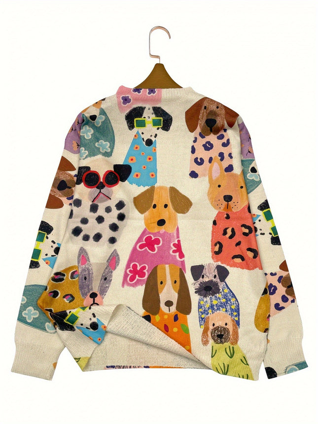 Color Printed Light Dog Sweater