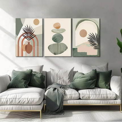 3 Pcs Boho Art Wall Decor Canvas Wall Art  Decor Stretched And Framed Ready To Hang Size 12 X 16in