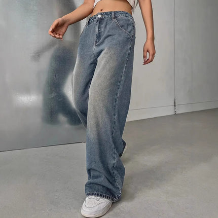 Women's Washed Vintage Denim Pants