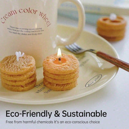 Cookie Shape Scented Candle Set 4PCS Coffee & Milk Aroma For Home Decor