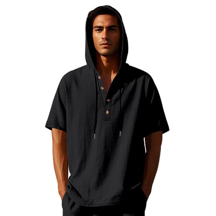 Linen Short-sleeved Men's T-shirt Simple
