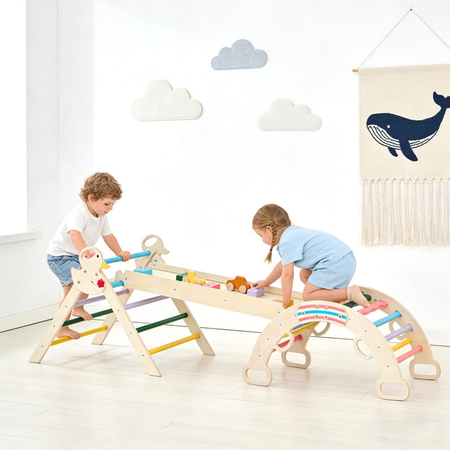 9-in-1 Wooden Indoor Climbing Set, Arches, Ramps And Ladders, Foldable Children's Climbing Frame