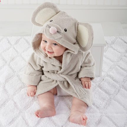 Babies Hooded Absorbent Animal-shaped Bathrobe