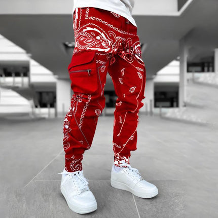 Cashew Flower Casual Sports Harem Pants Men European And American Loose High Street Multi-Pocket Overalls