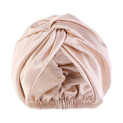 Europe And The United States Popular Imitation Silk Double Layer Nightcap Cross Twist Cap