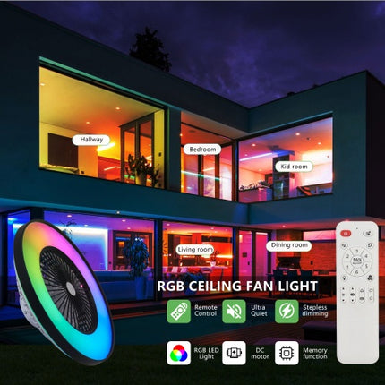 23 Inch Black Ceiling Fan Light With LED RGB  Dimmable & Color-Changing, APP & Remote Control, Modern Smart Ceiling Fan For Living Room, Bedroom, And Dining Room Silent-6Speed-Reversible-DC Motor