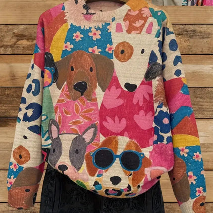 dog sweater busy print