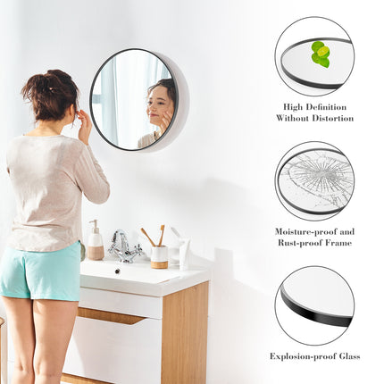 Black Circular Wall Mirror 20 Inches