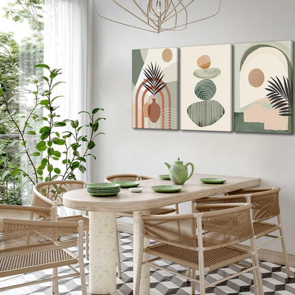 3 Pcs Boho Art Wall Decor Canvas Wall Art  Decor Stretched And Framed Ready To Hang Size 12 X 16in