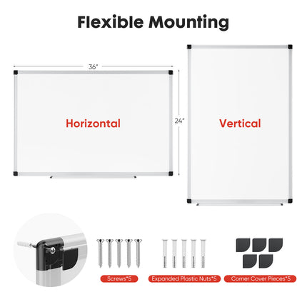 Magnetic Dry Erase Board  36 X 24 Inches White Board For Home Office School,Sliver Reinforced Aluminum Frame