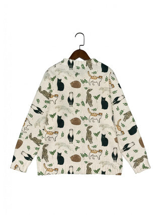 button down cat cardigan top