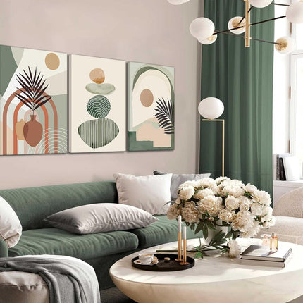 3 Pcs Boho Art Wall Decor Canvas Wall Art  Decor Stretched And Framed Ready To Hang Size 12 X 16in