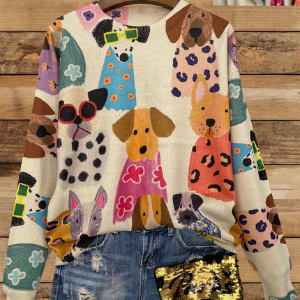 Color Printed Light Dog Sweater