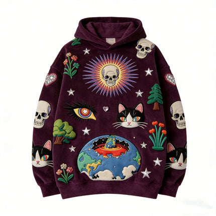Mens Printed Sweatshirt With Hooded Pullover