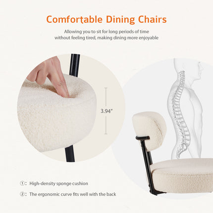 White Cushion Black Steel Frame Comfortable Dining Room Chair