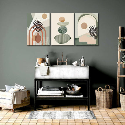 3 Pcs Boho Art Wall Decor Canvas Wall Art  Decor Stretched And Framed Ready To Hang Size 12 X 16in
