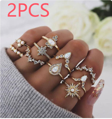 Diamond-embedded Combination Knuckle Ring 10-piece Suit