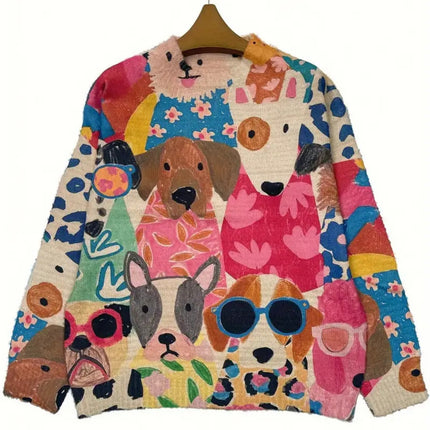 dog sweater busy print