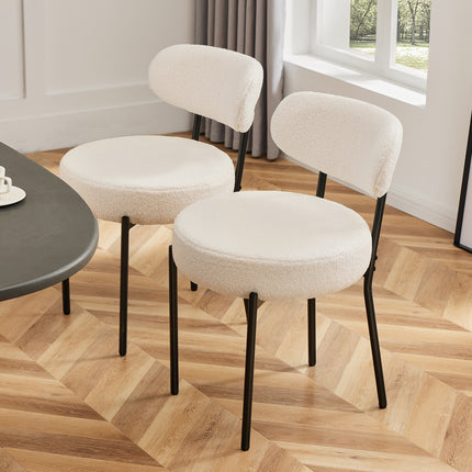 White Cushion Black Steel Frame Comfortable Dining Room Chair