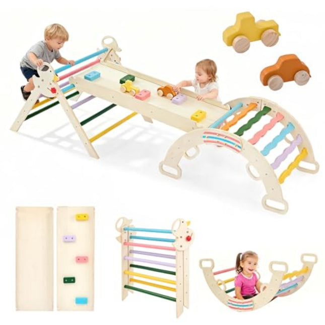 9-in-1 Wooden Indoor Climbing Set, Arches, Ramps And Ladders, Foldable Children's Climbing Frame