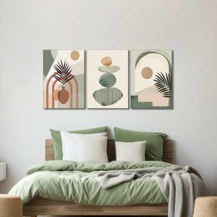 3 Pcs Boho Art Wall Decor Canvas Wall Art  Decor Stretched And Framed Ready To Hang Size 12 X 16in