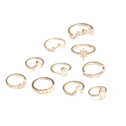 Diamond-embedded Combination Knuckle Ring 10-piece Suit