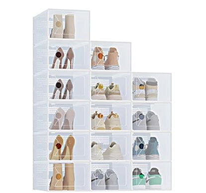 Stackable Shoe Storage Box With Lid, Large Shoe Rack And Storage Shelf, Shoe Display And Storage Container