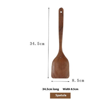 Thailand Teak Natural Wood Tableware Spoon Ladle Turner Long Rice Colander Soup Skimmer Cooking Spoons Scoop Kitchen Tool Set