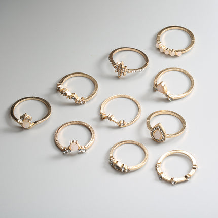 Diamond-embedded Combination Knuckle Ring 10-piece Suit