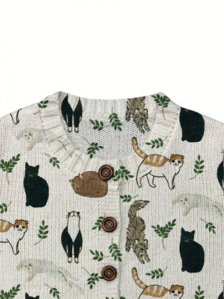 button down cat cardigan top