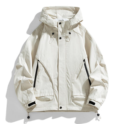 Spring And Autumn High-grade Simple Versatile Trench Coat Windproof Hood Jacket