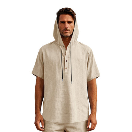 Linen Short-sleeved Men's T-shirt Simple