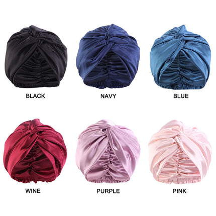 Europe And The United States Popular Imitation Silk Double Layer Nightcap Cross Twist Cap