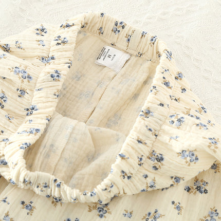 Thin Pure Cotton Double-layer Gauze Lapel Women's Pajamas And Leisure Wear Suit
