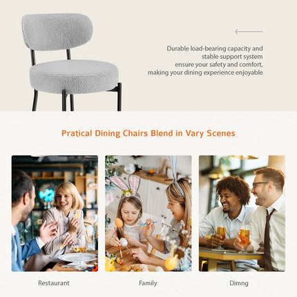 White Cushion Black Steel Frame Comfortable Dining Room Chair