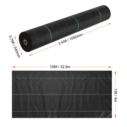 Premium Heavy Duty Weed Barrier Landscape Fabric, 5OZ Woven Geotextile Fabric Under Gravel, High Permeability For Weed Blocker Weed Mat, Driveway Fabric, Weed Control Garden Cloth