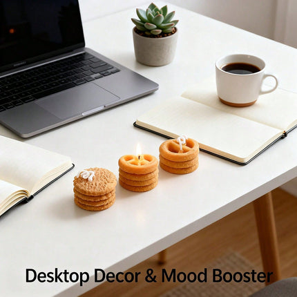 Cookie Shape Scented Candle Set 4PCS Coffee & Milk Aroma For Home Decor