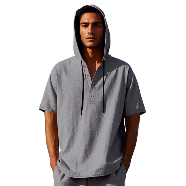 Linen Short-sleeved Men's T-shirt Simple