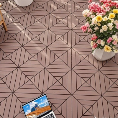 Plastic Interlocking Deck Tiles,44 Pack Patio Deck Tiles,12x12 Square Waterproof Outdoor All Weather Use, Outdoor And Indoor Patio Decking Tiles For Poolside Balcony Backyard, Red Brown