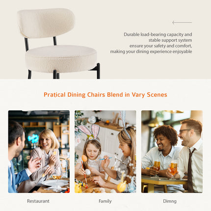 White Cushion Black Steel Frame Comfortable Dining Room Chair
