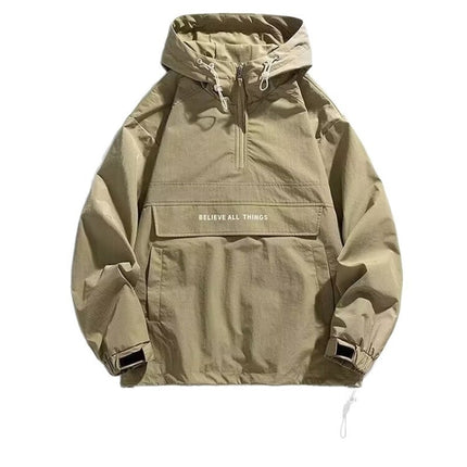 Half Zipper Pullover Men's Spring And Autumn New Hooded Fur Sweater