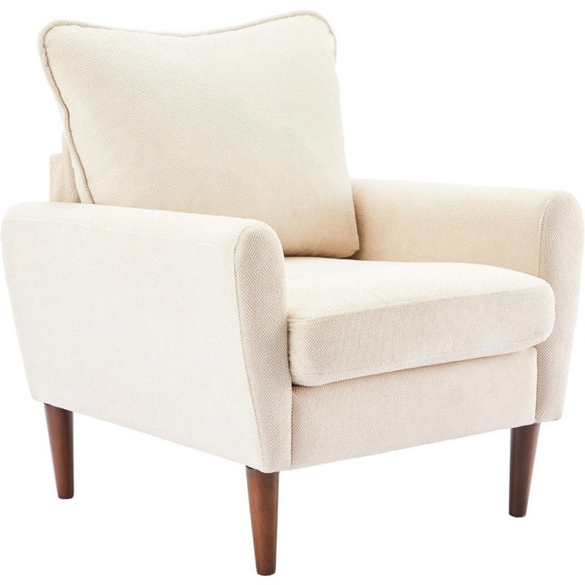 A Reading Chair With Cushioned Seat And Wooden Legs, Along With A Wide Single-person Modern Leisure Sofa