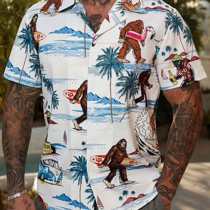 Fashion Men's Casual Floral Print Special-interest Design Shirt
