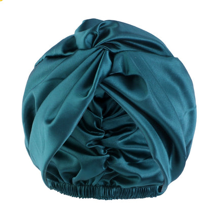 Europe And The United States Popular Imitation Silk Double Layer Nightcap Cross Twist Cap