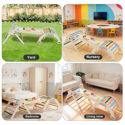 9-in-1 Wooden Indoor Climbing Set, Arches, Ramps And Ladders, Foldable Children's Climbing Frame