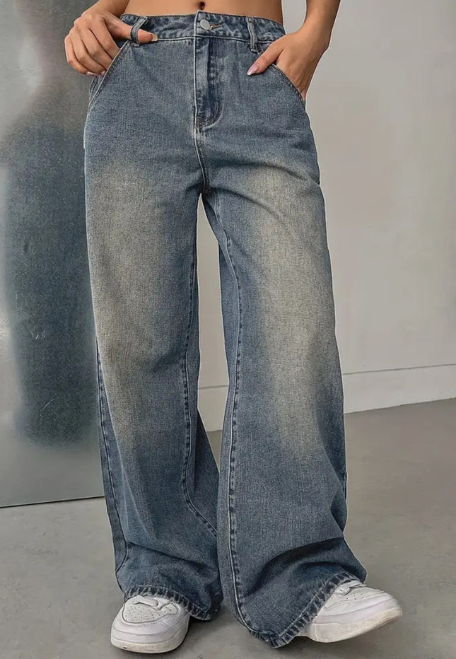 Women's Washed Vintage Denim Pants