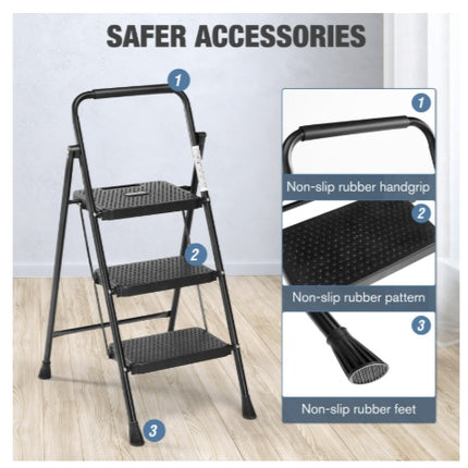 Household Portable 3-layer Step Ladder, With Safety Buckle Stable And Safe