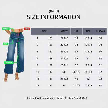 Women's Medium Blue Elastic Waist Jeans - Wide Leg Casual Denim
