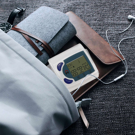 1Pc Blood Pressure Monitor Wrist Digital High Blood Pressure Cuff Heartbeat Tester With 60 Reading Memory 1.8 Inches LCD Screen Storage Box
